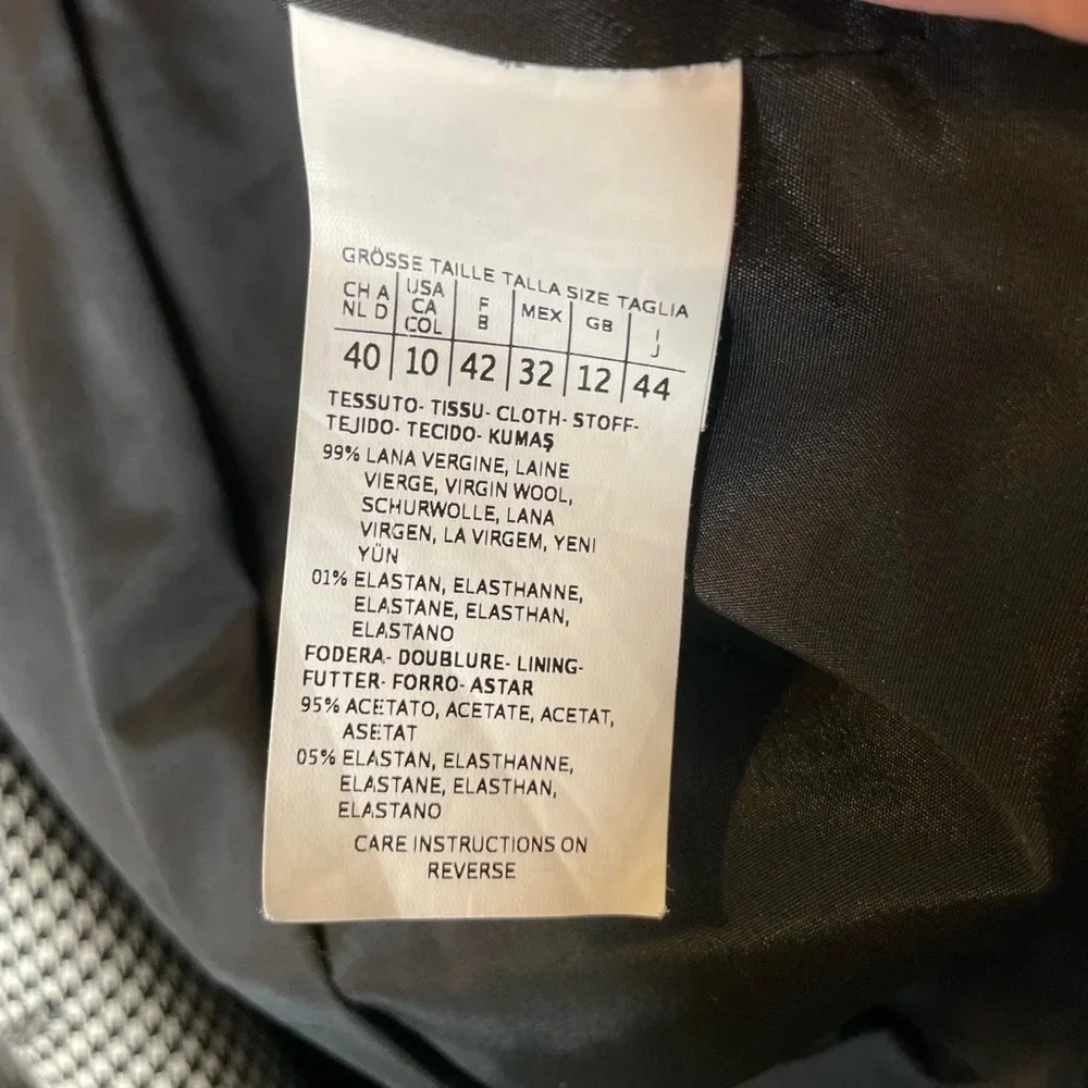 Max Mara Made in Italy Virgin Wool Houndstooth Blazer Size 10 Polka Dot Detail